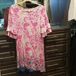 New Lilly Pulitzer Cotton Ruffle Dress Pink